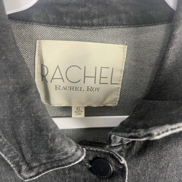 Rachel by Rachel Roy Black Jean Jacket Embellished says ‘HOPE’ on back size xl - Picture 6 of 6